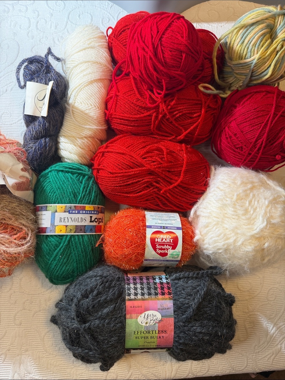 Mixed Yarn Bundle: Virgin Wool, alpaca/acrylic, scrubby sparkle, nylon/acrylic